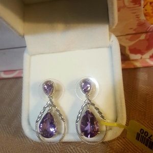 Rose De France Amethyst Inner Drop Dangle earrings